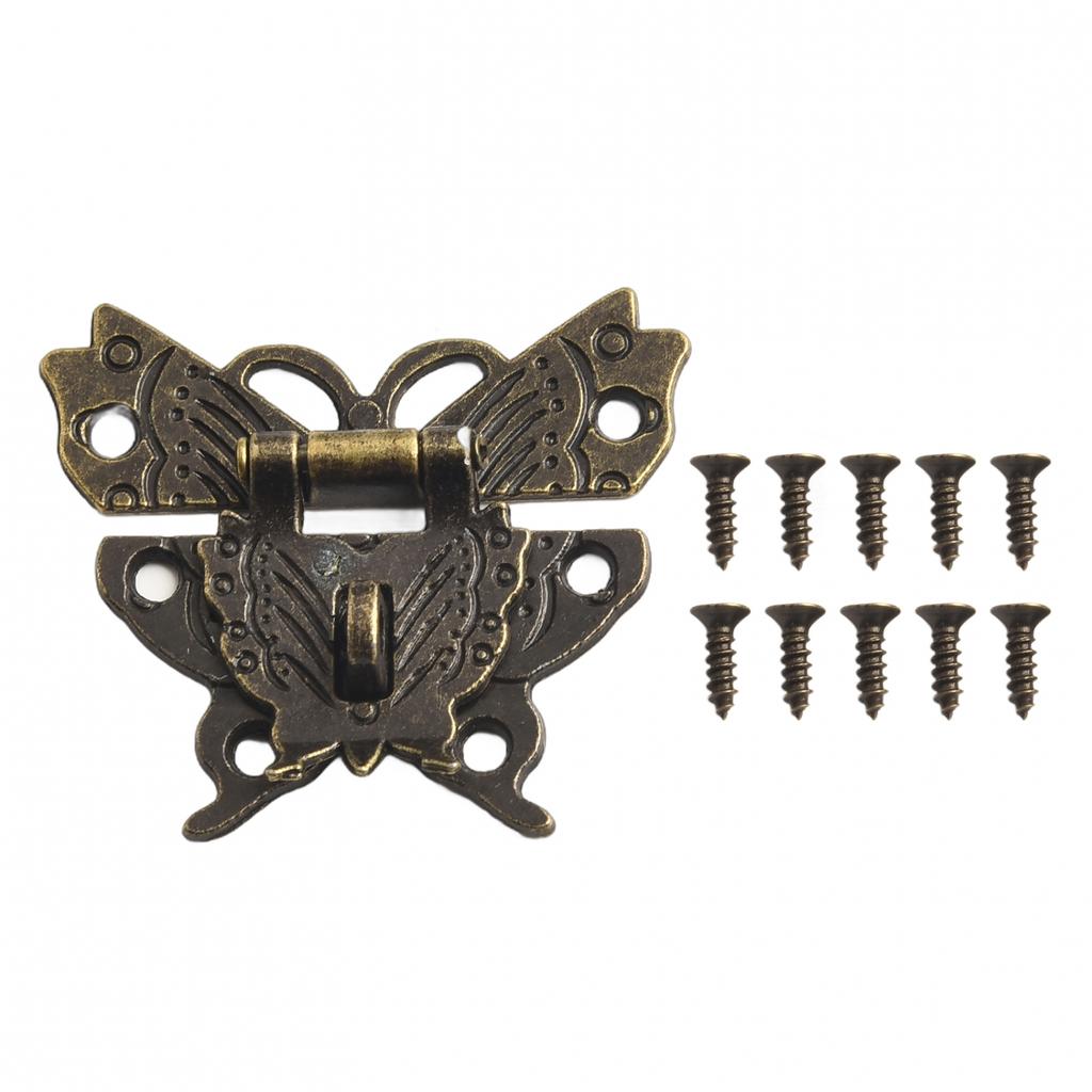 Antique Bronze Lock Butterfly Design Hasp Latch Jewelry Box Lock