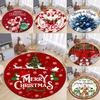 Christmas Ornaments Circle Rug Living Room Decor Sofa Rug Merry Christmas Santa Rudolph Riding Home Mat Festival Event Carpet