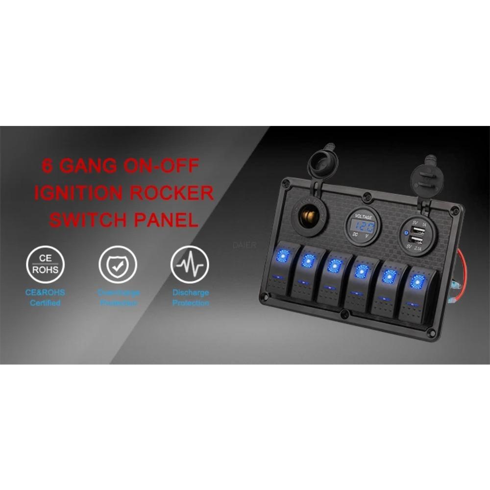 6-клавишная морская лодка клавишная панель переключателей 12 В водонепроницаемая светодиодная панель переключателей для автомобиля грузовика морской лодки