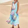Women's Summer Casual Fashion Easter Printed Sleeveless Round Neck Pocket Dress