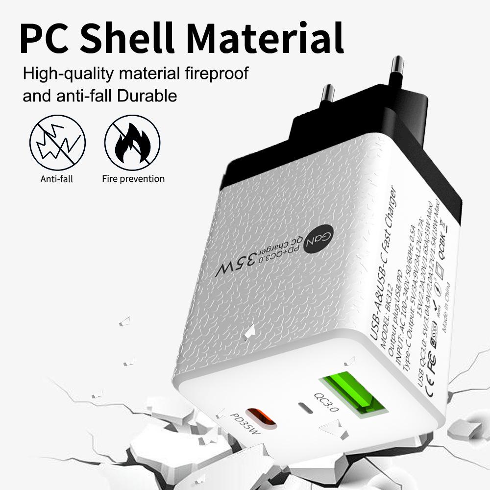 Gallium Nitride Super Fast Charger QC3.0+PD35W EU/UK/AU Plug