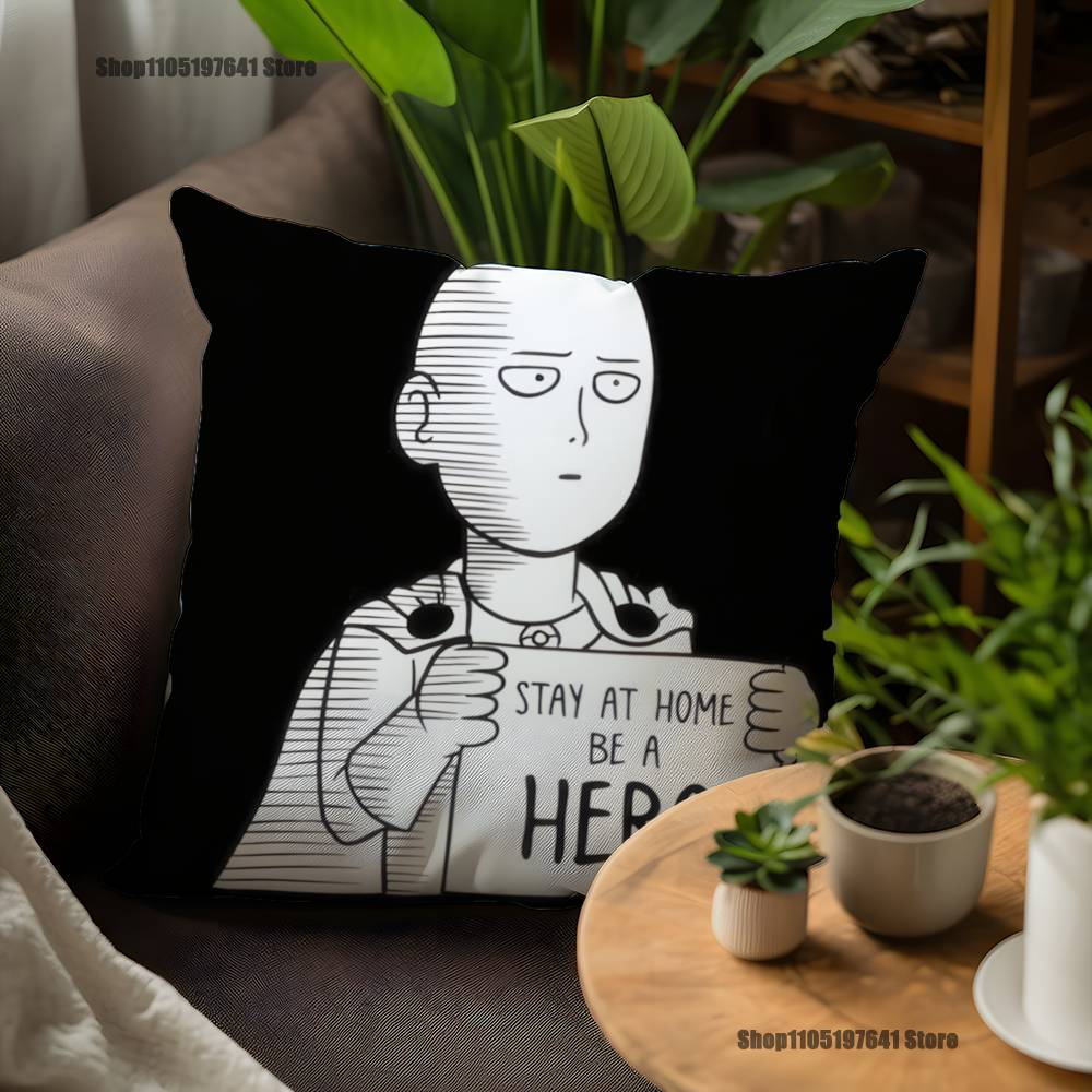 Наволочка для подушки с изображением Сайтамы из One-Punch Man для декора дивана, автомобиля, офиса, комнаты, печатная наволочка, декоративные элементы и защита