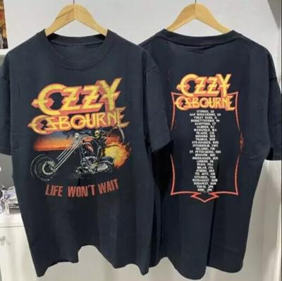 Ozzy Osbourne Жизнь не ждет Черная футболка с коротким рукавом Хлопок Унисекс