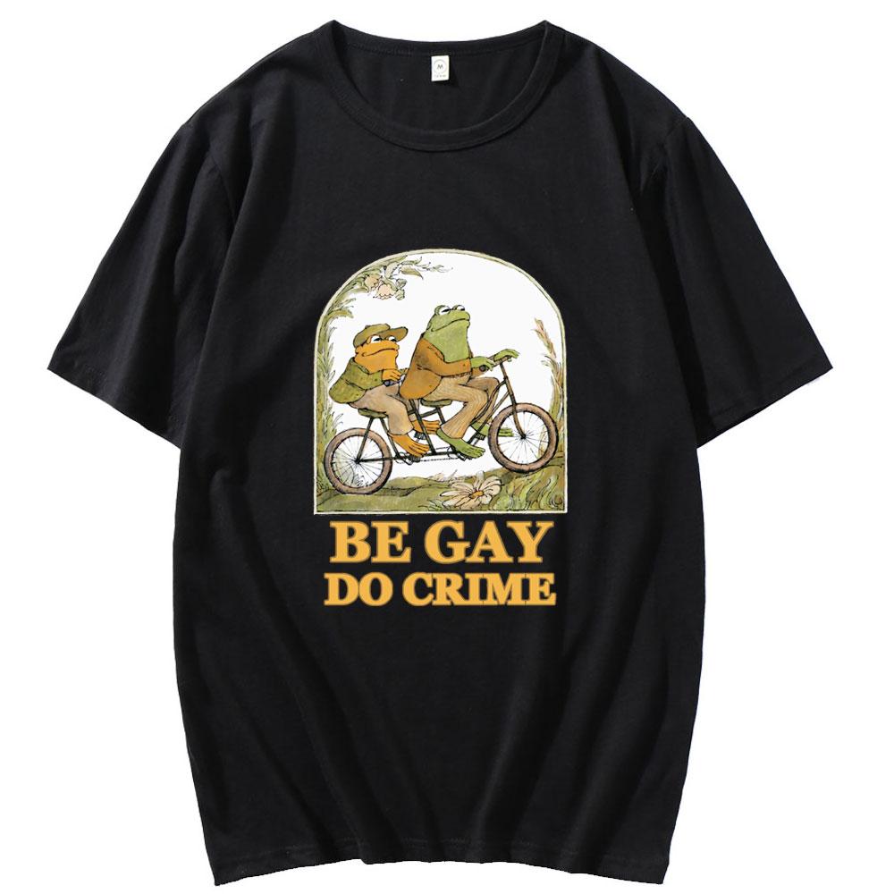 Summer Ride Bike Frog TShirt Men Women Harajuku Graphic Cotton Loose Short Sleeve Casual Trendy Streetwear