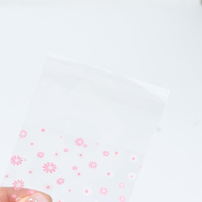 100Pcs Plastic Packing Bags Flower Self-Adhesive Bags For Biscuits Candy Cookies Jewelry Gift Packaging Self Adhesive Bag