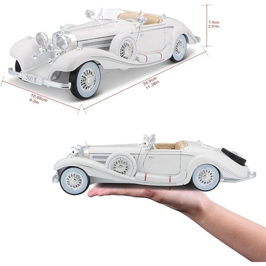 Maisto Mercedes Benz 500 K Type Specialroadster 1936 Premier Sea Edition Модель автомобиля Литая модель мини-машины Белый 1/18 Mercedes-Benz Off-road [Предмет]
