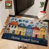 2D Cartoon Red Blue House Sweet Home Floor Mat Doormat Welcome Mat Bathroom Mat Living Room Carpet Rug For Bedroom Home