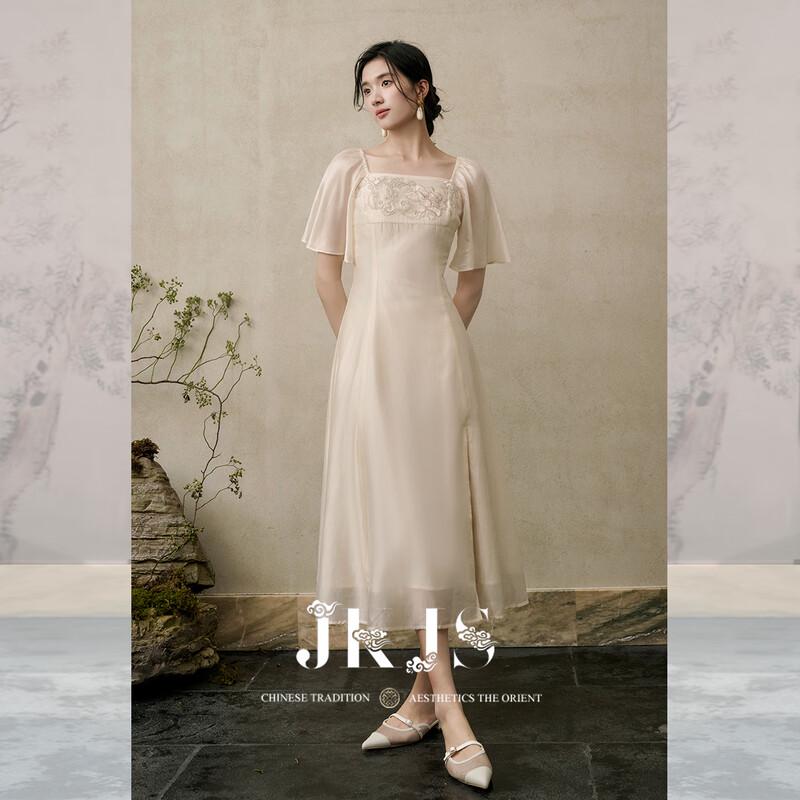 Элегантное вышитое платье макси А-силуэта JK&JS