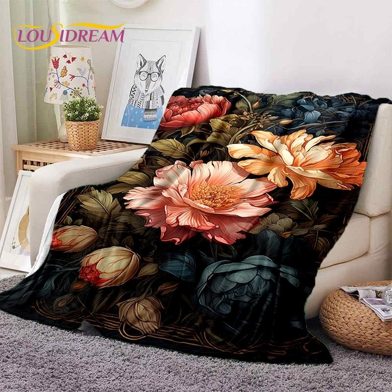 Dream Sun Flowers Nordic Daisy Soft Blankets,Keep Warm Throw Blanket Comfortable Blanket for Picnic Beds Sofa Home Bedroom Gift