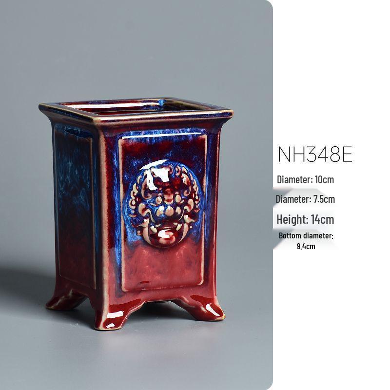 Керамический квадратный цветочный горшок для бонсай - Большой высокий угол, креативный китайский стиль для зеленых растений и орхидей