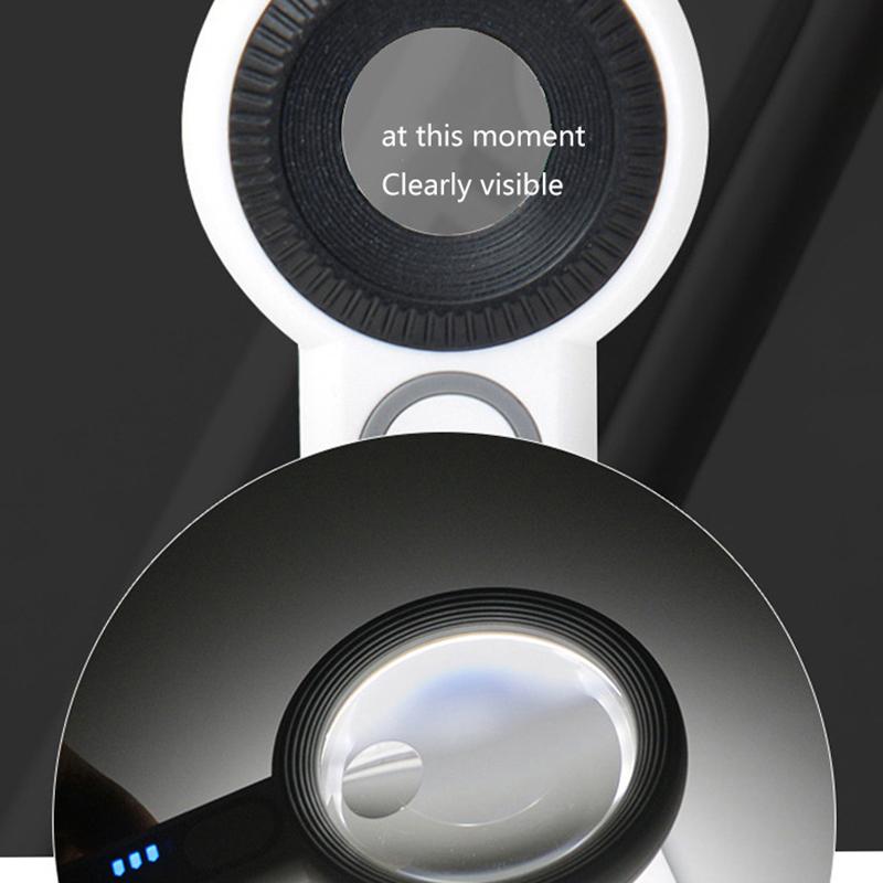 1Pc Rechargeable Handheld Magnifier 3 Lighting Modes Illuminated Magnifying Glass With Led Light For Seniors Reading Repair