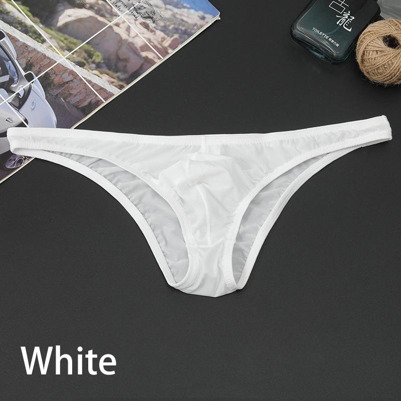 Men Erotic Underwear Pouch Seamless Panties Ice Silk Briefs Low Waist Underwear Ultra-thin Sexy