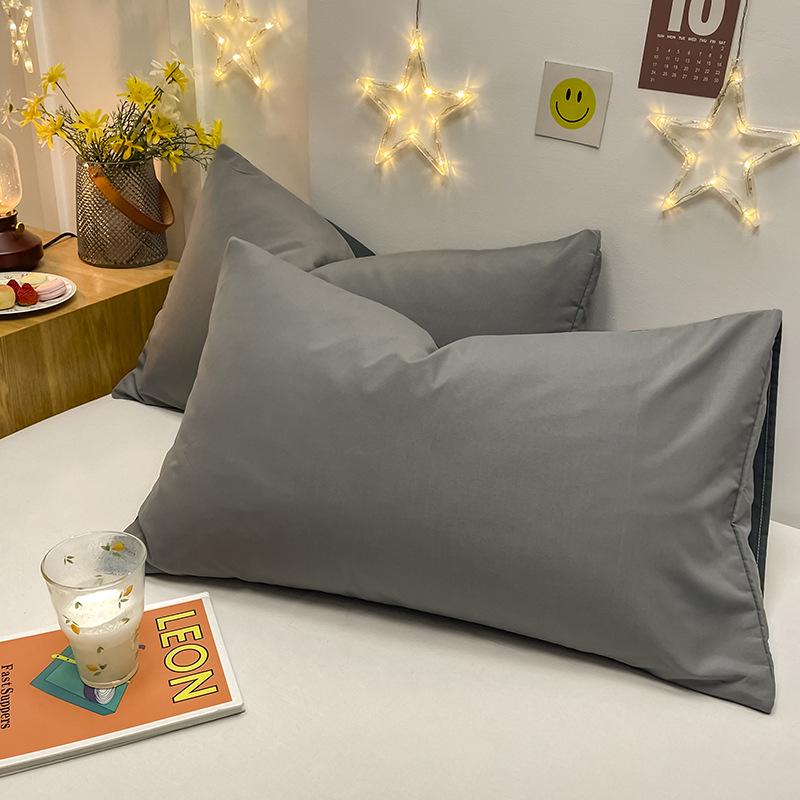 Washed Cotton Brushed Solid Pillowcases - Pair 48x74, Simple Design