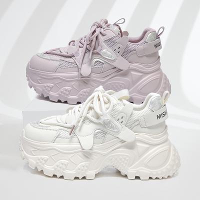 Новые женские кроссовки на толстой подошве, на шнуровке, увеличивающие рост, легкие, универсальные, повседневные туфли, весна-лето 2025