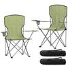 Camping Chair Set of 2 Portable Folding Outdoor Camp Chair with Cup Holders and Carry Bag Green