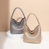 Gun Gun Champagne Gold Hand-woven Tote Bag Women's Large Capacity Premium Handheld Shoulder Bucket Bag