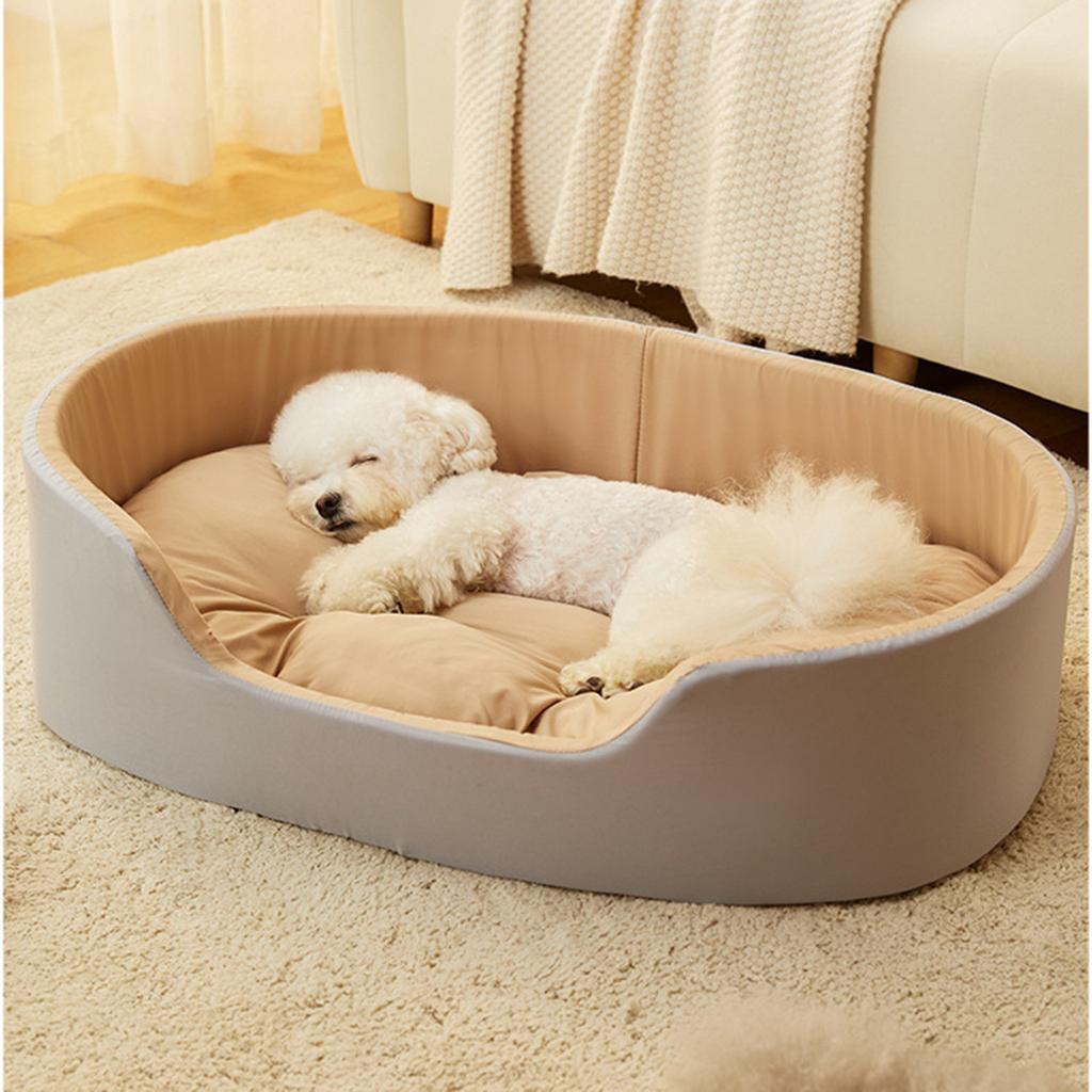 Лежанка для маленьких и средних собак и кошек, моющаяся делюкс, нескользящее дно, высокие и низкие бортики, со съемным универсальным матрасиком, не прилипает шерсть