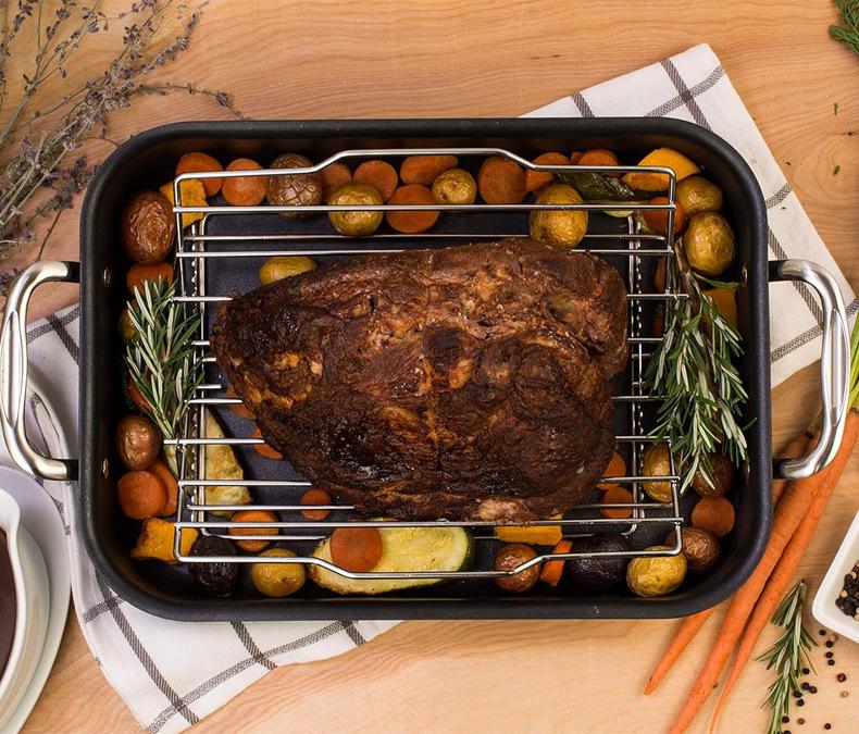 Складная регулируемая подставка для курицы из нержавеющей стали для запекания в духовке и приготовления на гриле