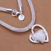 Silver Necklace Gorgeous Charm Fashion  Heart Wedding Lady Love for Women Noble Luxury 18 Inches 45cm Jewelry