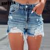 Летние рваные шорты из денима Spice, женские шорты с высокой талией и необработанными краями, тренд