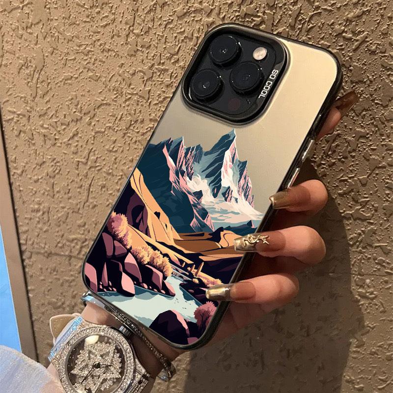 Чехол для телефона с горным пейзажем, вид на вершину, для iPhone 15 Pro Max 14 13 12 11 Pro Max Mini 15 14 Plus, противоударный, лазерная задняя крышка