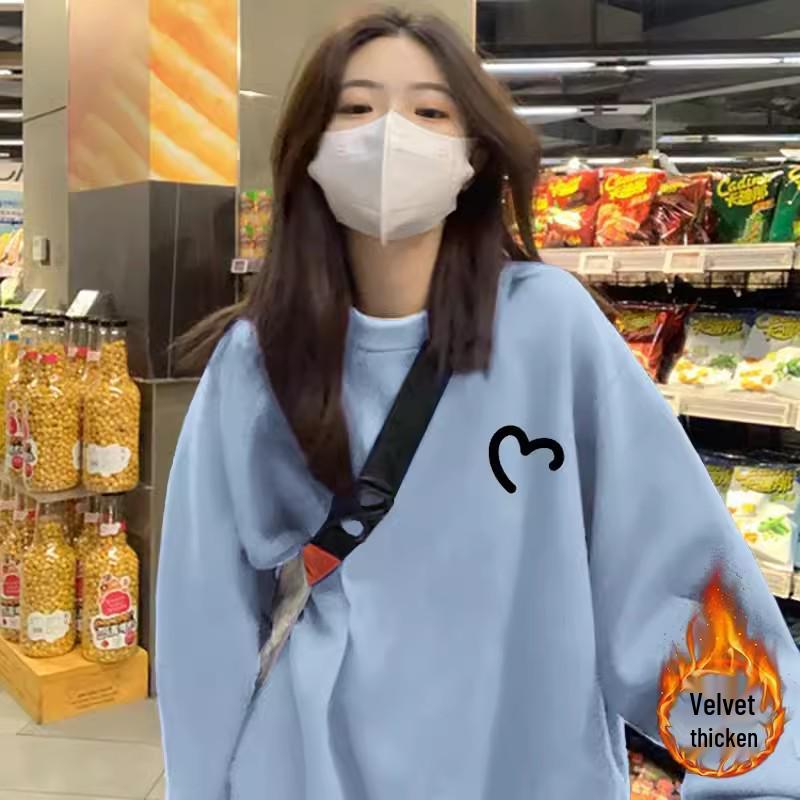 Женский пуловер темно-зеленого цвета с круглым вырезом - Осень 2024, корейский стиль, длинный рукав, повседневный дизайн.