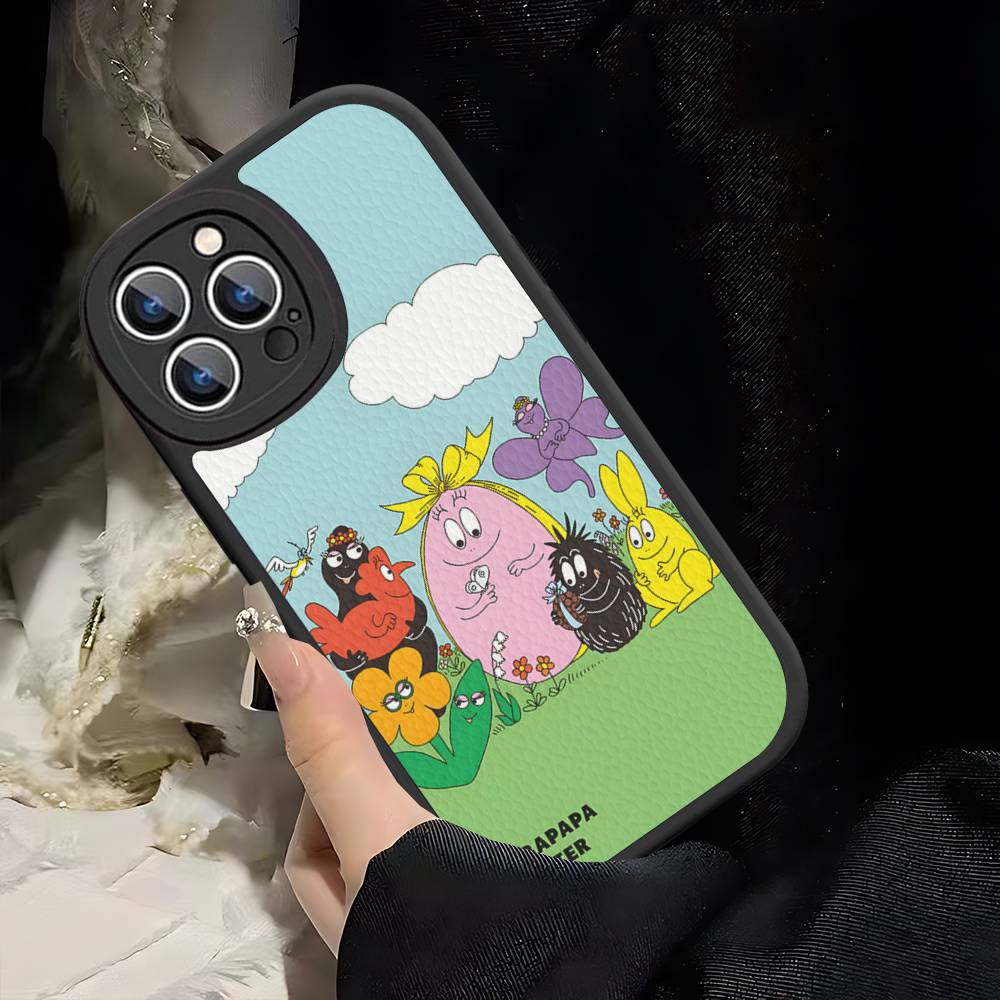Cartoon Barbapapa Phone Case For IPhone 16 15 14 13 12 11 Pro Max Plus Leather Soft Cover