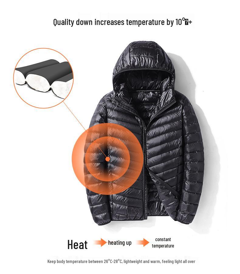Мужской легкий пуховый жилет 2024: Модный воротник-стойка, без рукавов, 50% пух.