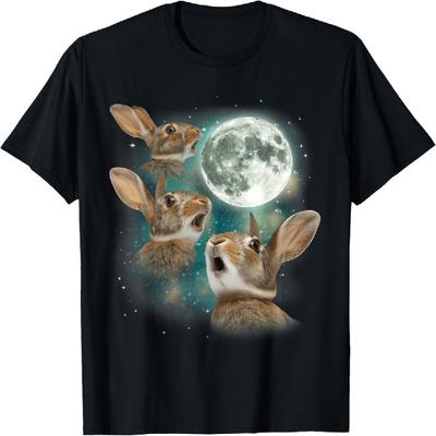 Three Bunny Moon _ 3 Rabbit Meme Humorous Cute Wildlife T-Shirt