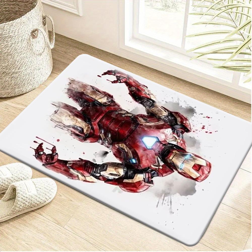 Bath Mat 1pc, Spider- Guards City in Rain, MARVEL Flannel Rectangular Mat, Bathroom Non-Slip Entrance Mat, Fun Door Decoration