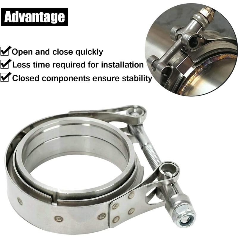 Universal 2pcs 3" V Band Stainless Steel Exhaust Clamp Kit with Mild Steel Flange Male Female For Charge Piping Exhaust Systems