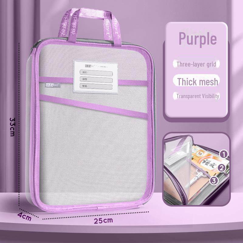 A4 Mesh L-Shaped Student Storage and Book Bag