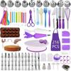 216 Pcs/set Cake Turntable Cake Decorating Tools Kit Rotary Table Baking Tool Piping Nozzle Piping Bag Set Baking Supplies