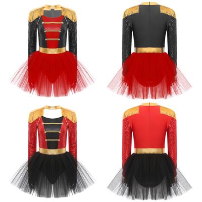 Женский цирковой костюм, униформа, блестящее платье с длинными рукавами, костюм манежа на Хэллоуин, карнавальный костюм для рождественской карнавальной вечеринки, наряды