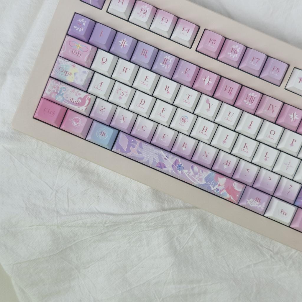 Gaming Cyrene Theme Keycaps PBT Dye-Sublimation Side Engraved Cherry/M-OA Profile for Mx Switch 64/104/108 Mechanical Keyboard