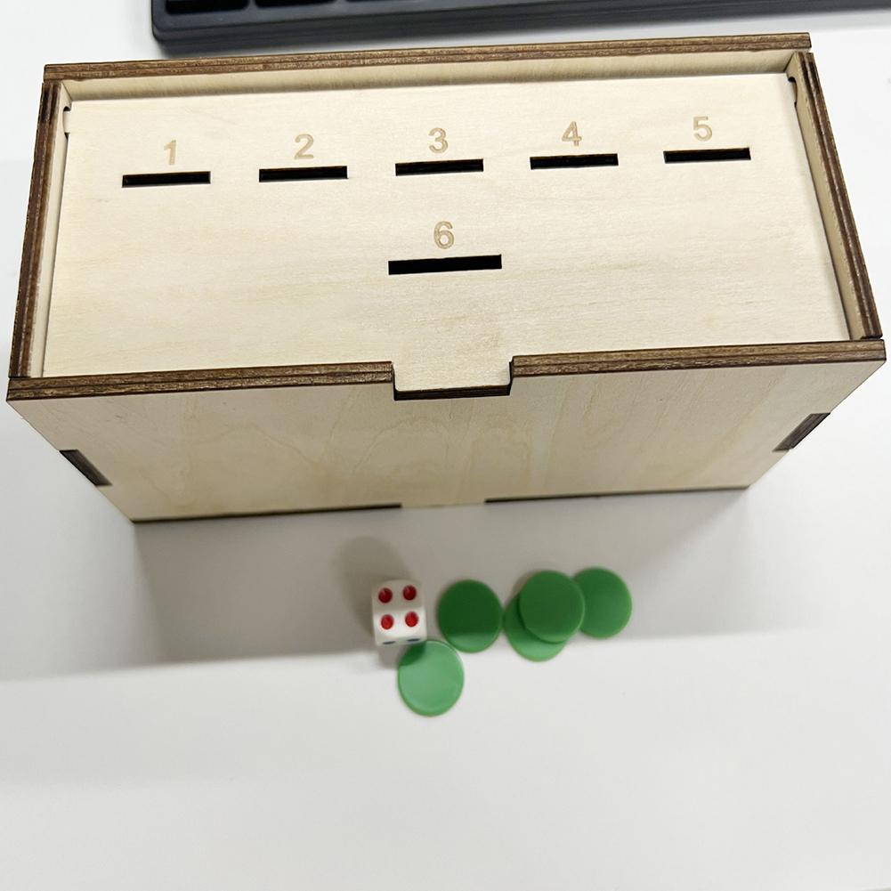Family Fun Board Game with Dice and Wooden Box Penny Game Pennies Dice Games for Family and Friend