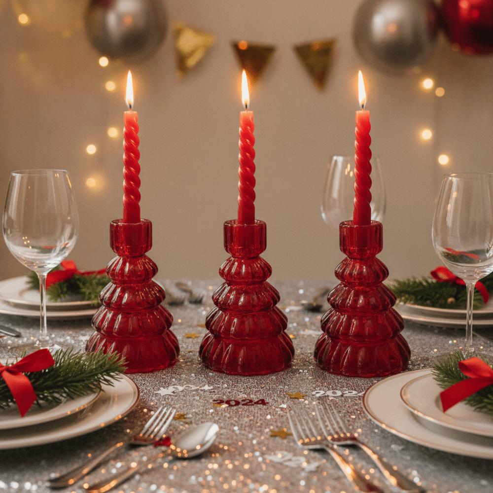 3PCS Glass Desktop Candle Holder Centerpiece Nordic Candles Stand  Dinning Table