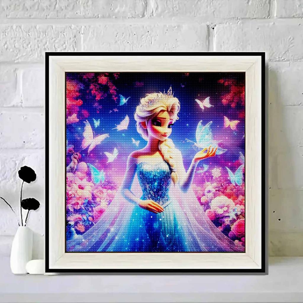 5D DIY Diamond Painting Decorative Elsa and Butterfly Full Round Drill Scenery Diamond Embroidery Cross Stitch Kits Home Decor Gift
