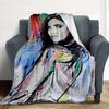 Abstract Portrait Flannel Blanket Throw Blanket Soft Warm Sofa Bed Camping Car home Decor Unique Christmas Gift C9301998