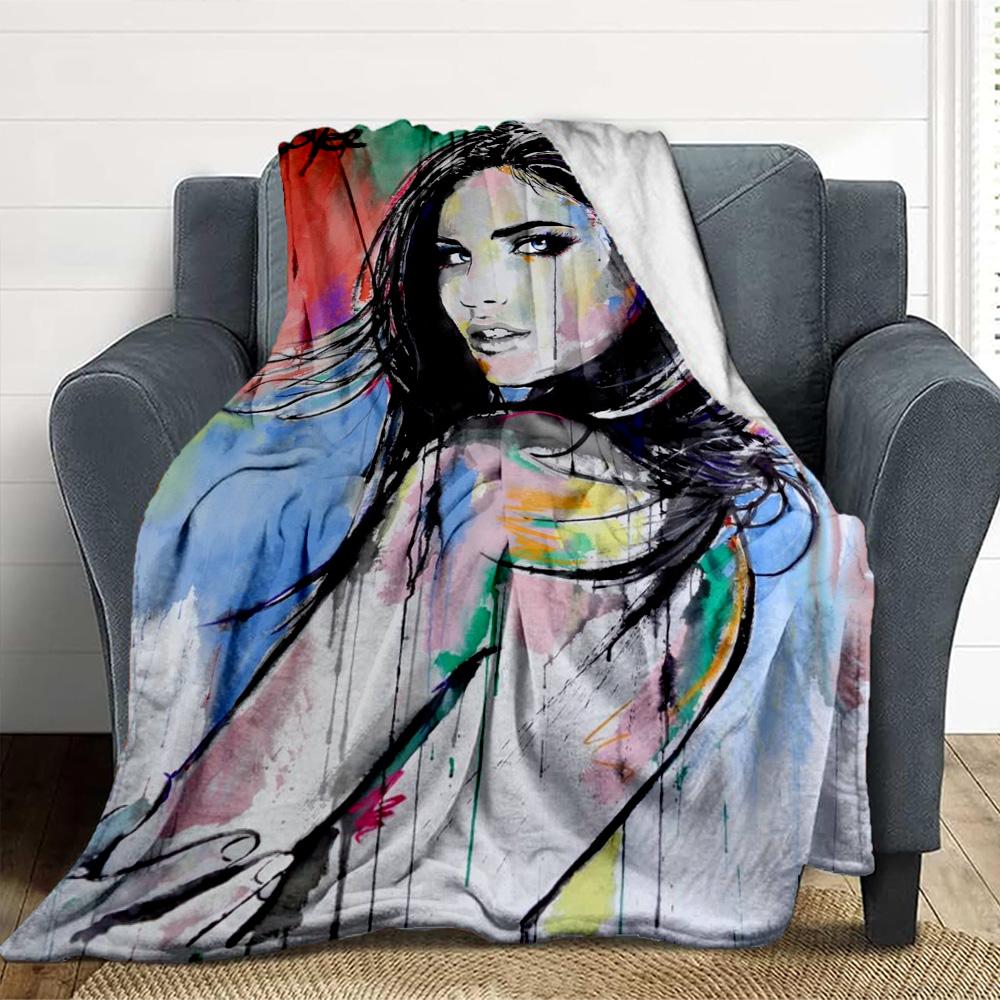 Abstract Portrait Flannel Blanket Throw Blanket Soft Warm Sofa Bed Camping Car home Decor Unique Christmas Gift C9301998
