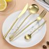 4 шт. золотой набор столовых приборов из нержавеющей стали 304, набор столовых приборов, матовая винтажная посуда для вечеринок, вилка, нож для стейка, кофейная ложка, столовое серебро
