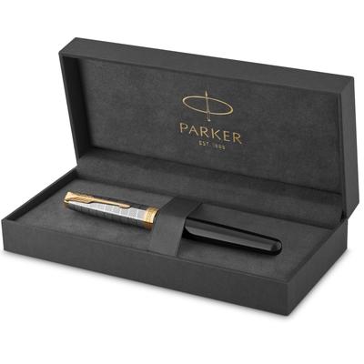 Parker Sonnet Premium Металл Черный GT Перьевая Ручка Fine 18K Золото Подарок Официальный Номер Продукта 2119784 & Ручка, Перо, Перо, В Коробке, Импортный,