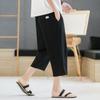 Shorts Men's Summer Outerwear Thin Cotton Straight Leg Knee High Mid Length Pants Trendy Loose Linen Casual Cropped Pants