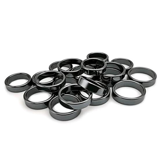 Simple Flat Magnetic Hematite Width Finger Unisex Ring