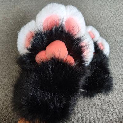 Кавайные Мультяшные Косплей Костюм Перчатки Меховые Фурсьют Кигуруми Плюшевые Кошачьи Лапы Перчатки Утолщенные Пищащие Киг Косплей Реквизит Вечеринка Подарки
