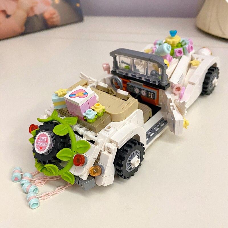 LOZ 1119 модель автомобиля любовь свадебный автомобиль цветок алмаз кошка животное DIY мини-блоки кирпичи строительные игрушки для детей подарок без коробки