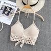 Укороченный топ с кисточками в стиле ретро с дикими полыми перспективами, сексуальный топ на тонких бретельках, женский встроенный бюстгальтер, новый кружевной вырез сзади, халтер