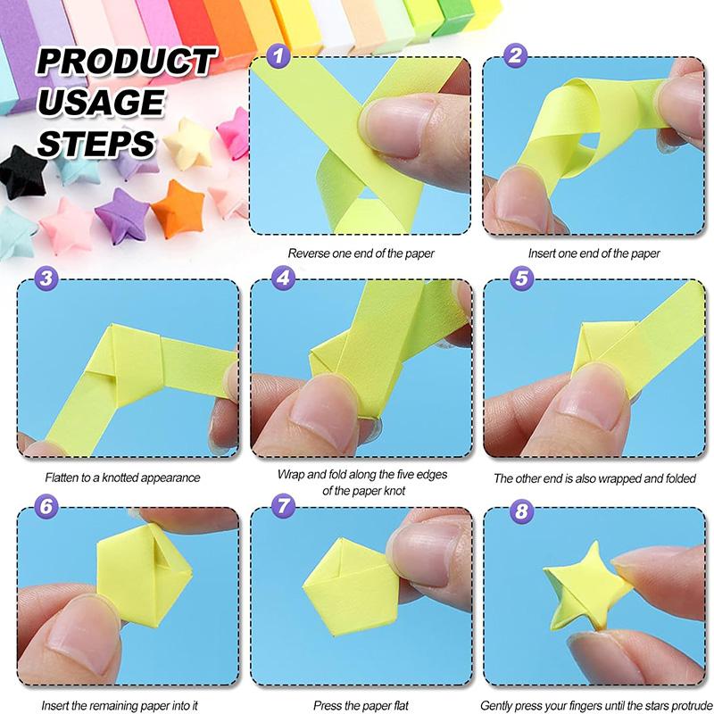1350 Sheet 27Colors Star Paper Strip Origami Star Paper Strips Coloured Double Sided Lucky Star Origami DIY Hand Arts Home Decor