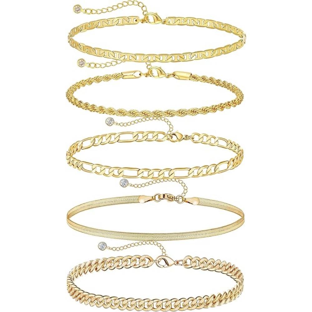 Bracelets for Women, Jewelry Sets for Women Cute Tennis Beaded Bracelets for Women Cuban Link Paperclip Chain Dainty Bracelet Pack Gifts for Women