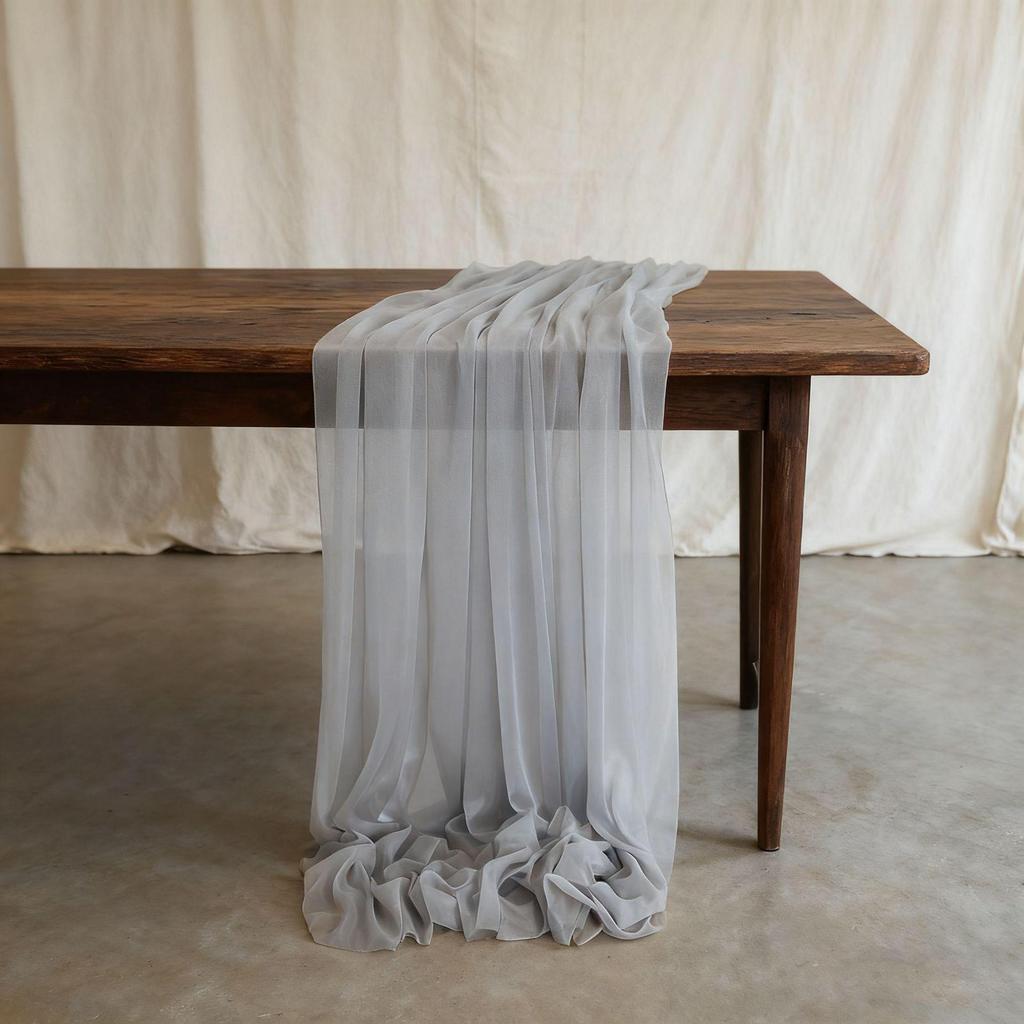 Nordic Wedding Voile Table Runner: Solid Chiffon Crepe Decoration for Dining and Parties